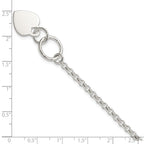 Sterling Silver Fancy Engraveable Heart Bracelet