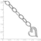 Sterling Silver Rhodium Plated Journey Heart CZ Dangle Bracelet
