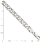 Sterling Silver 7.6mm Double Link Charm Bracelet