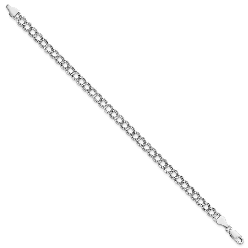 Amore La Vita Sterling Silver Rhodium-plated Polished 6mm 7 inch Double Link with Lobster Clasp Charm Bracelet
