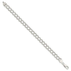 Sterling Silver 7.5mm Semi-Solid Double Link Charm Bracelet