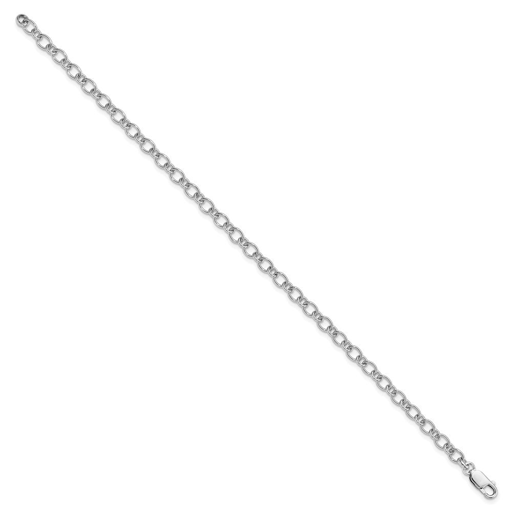 Amore La Vita Sterling Silver Rhodium-plated Polished 5.25mm Oval and Round Link with Lobster Clasp Charm Anklet
