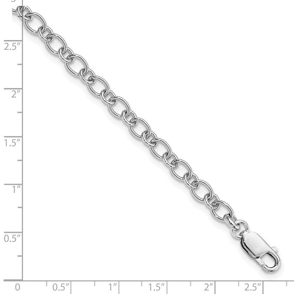 Amore La Vita Sterling Silver Rhodium-plated Polished 5.25mm Oval and Round Link with Lobster Clasp Charm Anklet