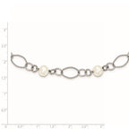 Sterling Silver Rhodium-plated Freshwater Cultured Pearl Necklace