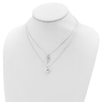Sterling Silver 2-Strand Heart and Key Necklace