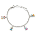 Sterling Silver Multi-color Enameled Bears w/ 1in ext Children's Bracelet