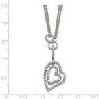 Sterling Silver Double Heart CZ Necklace