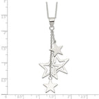 Sterling Silver Rhodium-plated Dangling Stars Necklace