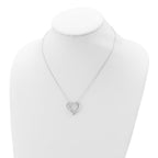Sterling Silver Rhod-pltd Polished Open Heart CZ Journey 18in Necklace