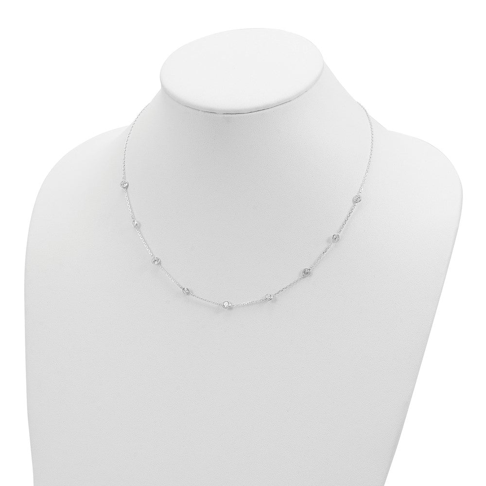 Sterling Silver Clear 4mm 11-Station CZ w/2in ext. Necklace