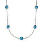 Sterling Silver 9-Station Blue CZ Necklace