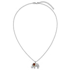 Brilliant Gemstones Sterling Silver with 14K Accent Rhodium-plated Garnet and Diamond Elephant 18 Inch Necklace with 2 Inch Extender
