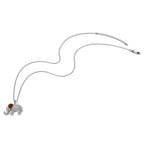 Brilliant Gemstones Sterling Silver with 14K Accent Rhodium-plated Garnet and Diamond Elephant 18 Inch Necklace with 2 Inch Extender