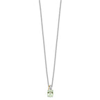 Brilliant Gemstones Sterling Silver with 14K Accent Rhodium-plated Green Quartz and Diamond 18 Inch Necklace with 2 Inch Extender