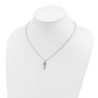 Brilliant Gemstones Sterling Silver with 14K Accent Rhodium-plated Peridot and Diamond Key 18 Inch Necklace with 2 Inch Extender