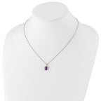 Brilliant Gemstones Sterling Silver with 14K Accent Rhodium-plated Amethyst and Diamond 18 Inch Necklace with 2 Inch Extender