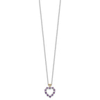 Brilliant Gemstones Sterling Silver with 14K Accent Rhodium-plated Amethyst and Diamond 18 Inch Necklace with 2 Inch Extender
