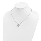Brilliant Gemstones Sterling Silver with 14K Accent Rhodium-plated Amethyst and Diamond 18 Inch Necklace with 2 Inch Extender