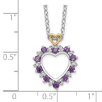 Brilliant Gemstones Sterling Silver with 14K Accent Rhodium-plated Amethyst and Diamond 18 Inch Necklace with 2 Inch Extender