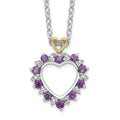 Brilliant Gemstones Sterling Silver with 14K Accent Rhodium-plated Amethyst and Diamond 18 Inch Necklace with 2 Inch Extender