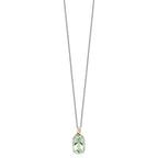 Brilliant Gemstones Sterling Silver with 14K Accent Rhodium-plated Green Quartz and Diamond 18 Inch Necklace with 2 Inch Extender