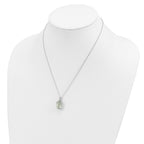 Brilliant Gemstones Sterling Silver with 14K Accent Rhodium-plated Green Quartz and Diamond 18 Inch Necklace with 2 Inch Extender