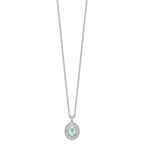 Brilliant Gemstones Sterling Silver with 14K Accent Rhodium-plated Sky Blue Topaz and Diamond 18 Inch Necklace with 2 Inch Extender