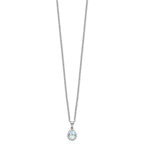 Brilliant Gemstones Sterling Silver with 14K Accent Rhodium-plated Sky Blue Topaz and Diamond 18 Inch Necklace with 2 Inch Extender