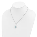 Brilliant Gemstones Sterling Silver with 14K Accent Rhodium-plated Sky Blue Topaz and Diamond 18 Inch Necklace with 2 Inch Extender