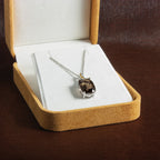 Brilliant Gemstones Sterling Silver with 14K Accent Rhodium-plated Smoky Quartz and Diamond 18 Inch Necklace with 2 Inch Extender