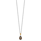 Brilliant Gemstones Sterling Silver with 14K Accent Rhodium-plated Smoky Quartz and Citrine Necklace