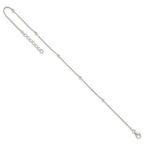 Sterling Silver Beads 5-Station 9 inch Plus 1.5 inch Extender - Total 10.5 inch Anklet
