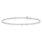Sterling Silver Figaro Chain 9 inch Plus 1 inch Extender - Total 10 inch Anklet