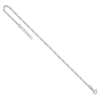 Sterling Silver Figaro Chain 9 inch Plus 1 inch Extender - Total 10 inch Anklet