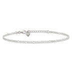 Sterling Silver Figaro Chain 9 inch Plus 1 inch Extender - Total 10 inch Anklet