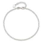 Sterling Silver Figaro Chain 9 inch Plus 1 inch Extender - Total 10 inch Anklet