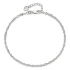Sterling Silver 3mm Singapore Chain 8 inch Plus 1 inch Extender - Total 9 inch Anklet