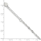 Sterling Silver 3mm Singapore Chain 8 inch Plus 1 inch Extender - Total 9 inch Anklet