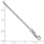 Sterling Silver 2mm Rope Chain 9 inch Plus 1 inch Extender - Total 10 inch Anklet