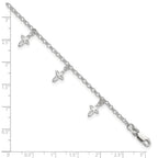 Sterling Silver 9 in Cross Anklet