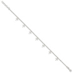 Sterling Silver Dragonfly Charms 9 inch Plus 1 inch Extender - Total 10 inch Anklet