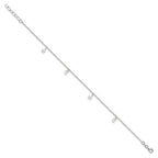 Sterling Silver Moon and Stars 9 inch Plus 1 inch Extender - Total 10 inch Anklet