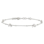 Sterling Silver Dolphins and Beads 4-Station 9 inch Plus 1 inch Extender - Total 10 inch Anklet