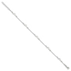 Sterling Silver Dolphin 5-Station 9 inch Plus 1 inch Extender - Total 10 inch Anklet