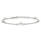 Sterling Silver Dolphin 5-Station 9 inch Plus 1 inch Extender - Total 10 inch Anklet