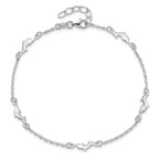 Sterling Silver Dolphin 5-Station 9 inch Plus 1 inch Extender - Total 10 inch Anklet
