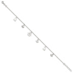 Sterling Silver Ocean Theme Charms 9 inch Plus 1 inch Extender - Total 10 inch Anklet