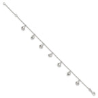 Sterling Silver Sea Shells 8 inch Plus 1 inch Extender - Total 9 inch Anklet