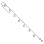Sterling Silver Sea Shells 8 inch Plus 1 inch Extender - Total 9 inch Anklet