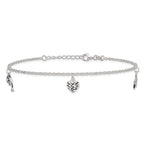 Sterling Silver Heart/Star/Dolphin Charms 9 inch Plus 1 inch Extender - Total 10 inch Anklet
